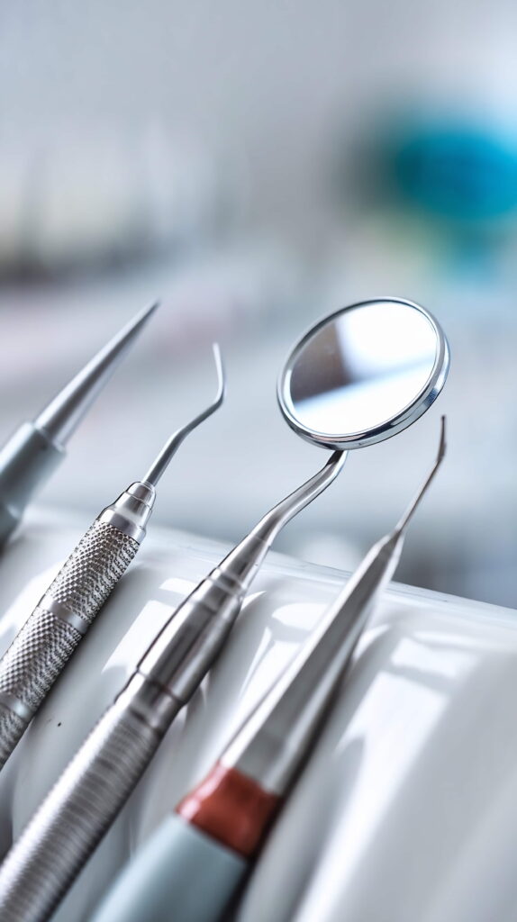 dentist workplace tools dental operations selective focus close up